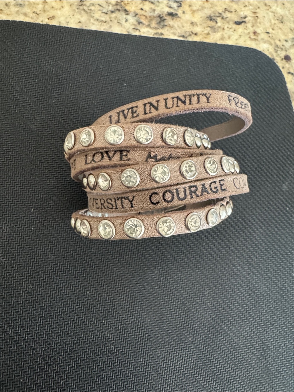 Source Unknown Brown Wrap Bracelet with Silver Studs